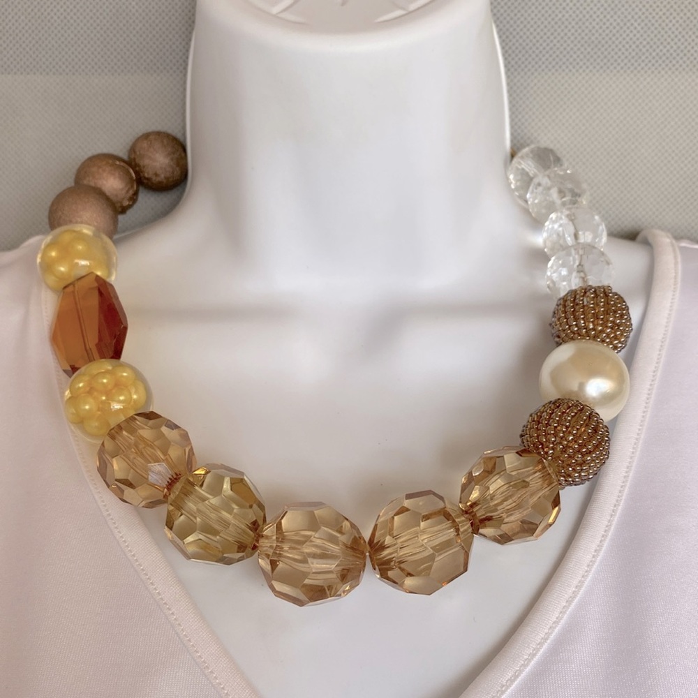 NEW Lenora Dame amber and gold tone collar necklace